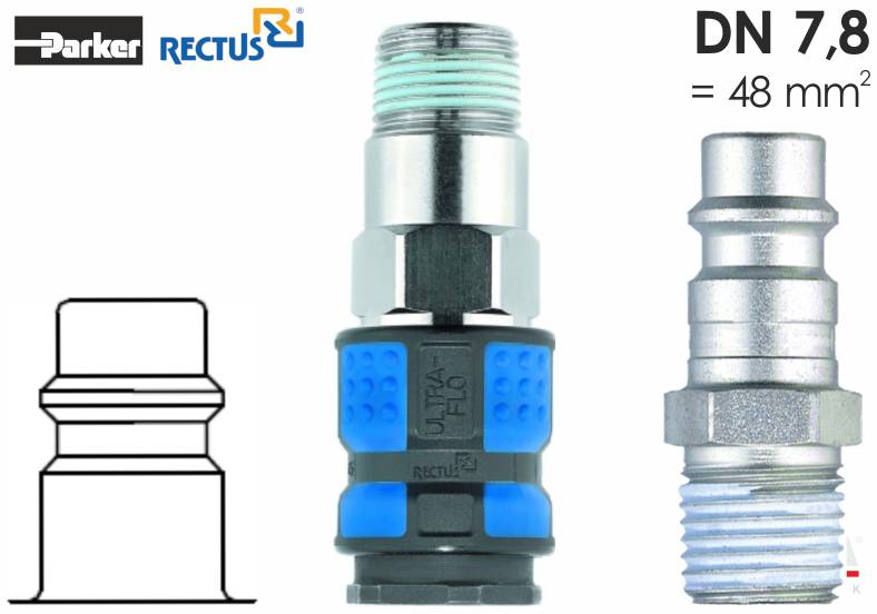Szybkozłączka pneumatyczna Parker Rectus 1625KA