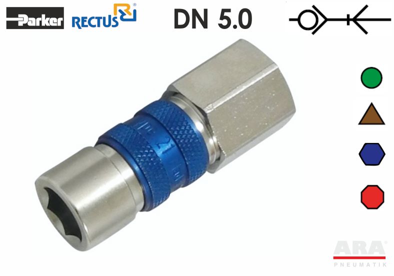 Szybkozłączka pneumatyczna kodowana geometrią i kolorem Rectus 21KAIW
