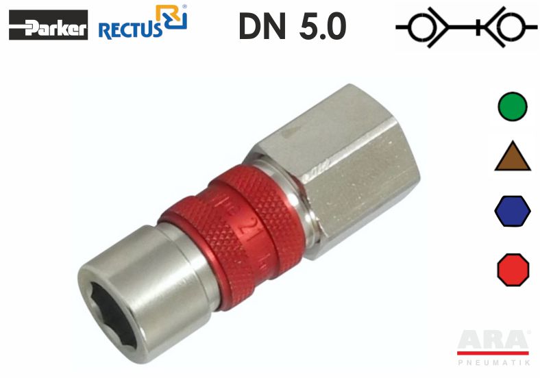 Szybkozłączka pneumatyczna kodowana geometrią i kolorem Rectus 21KBIW