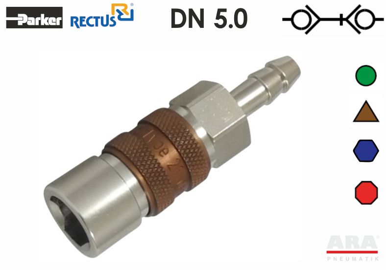Szybkozłączka pneumatyczna kodowana geometrią i kolorem Rectus 21KBTF