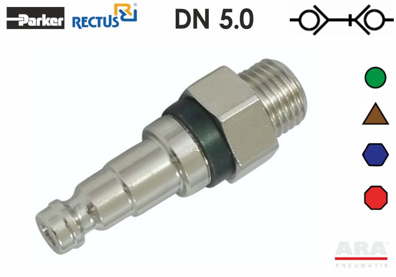 Szybkozłączka pneumatyczna kodowana geometrią i kolorem Rectus 21SBAW