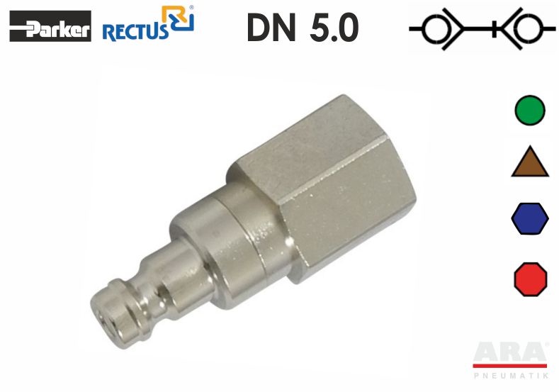 Szybkozłączka pneumatyczna kodowana geometrią i kolorem Rectus 21SBIW