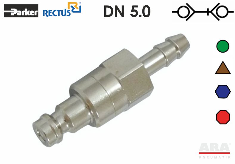 Szybkozłączka pneumatyczna kodowana geometrią i kolorem Rectus 21SBTF