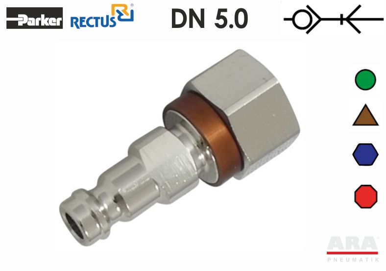 Szybkozłączka pneumatyczna kodowana geometrią i kolorem Rectus 21SFIW