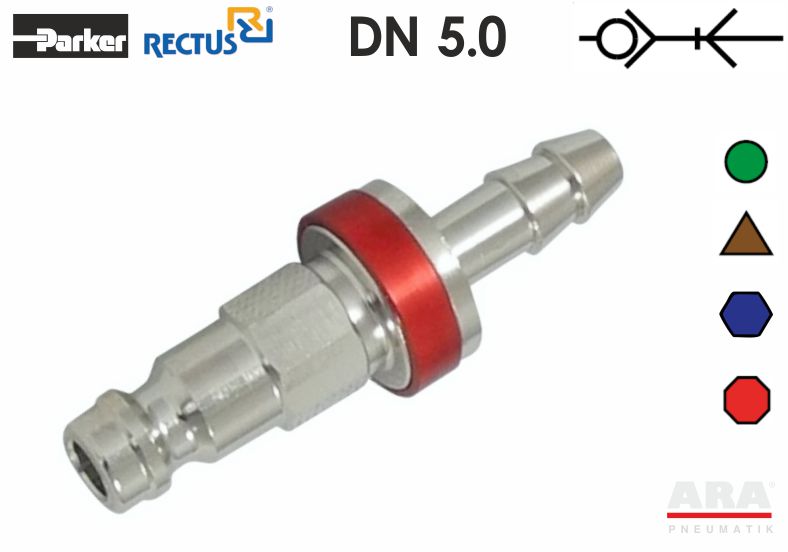 Szybkozłączka pneumatyczna kodowana geometrią i kolorem Rectus 21SFTF