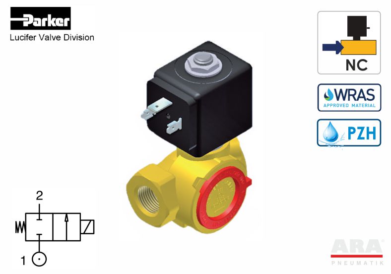 Elektrozawór do wody użytkowej z atestem PZH WRAS Parker Lucifer 321K -- 1/4