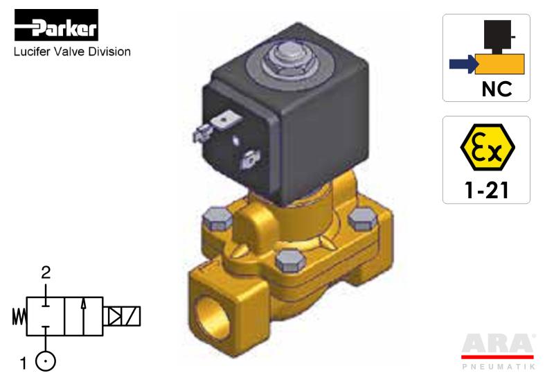 Elektrozawory do wody Parker Lucifer 7321 NC ATEX 1-21