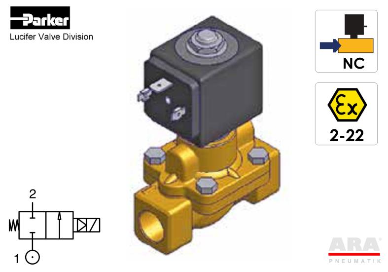 Elektrozawory do wody Parker Lucifer 7321 NC ATEX 2-22