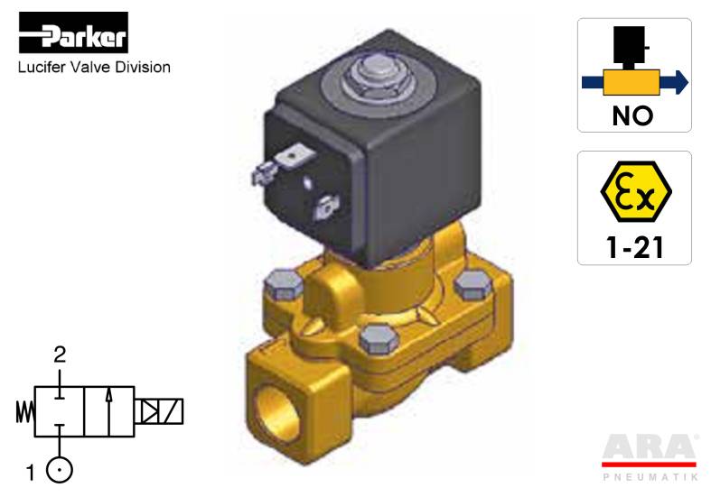 Elektrozawory do wody Parker Lucifer 7322 NO ATEX 1-21