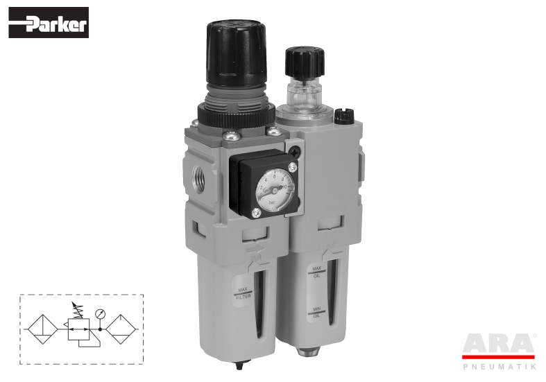Filtr-reduktor ciśnienia | smarownica przygotowania powietrza Parker Global Mini P31